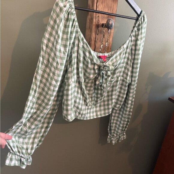 Guess / Green Gingham / Long Sleeve Blouse - Picture 7 of 9